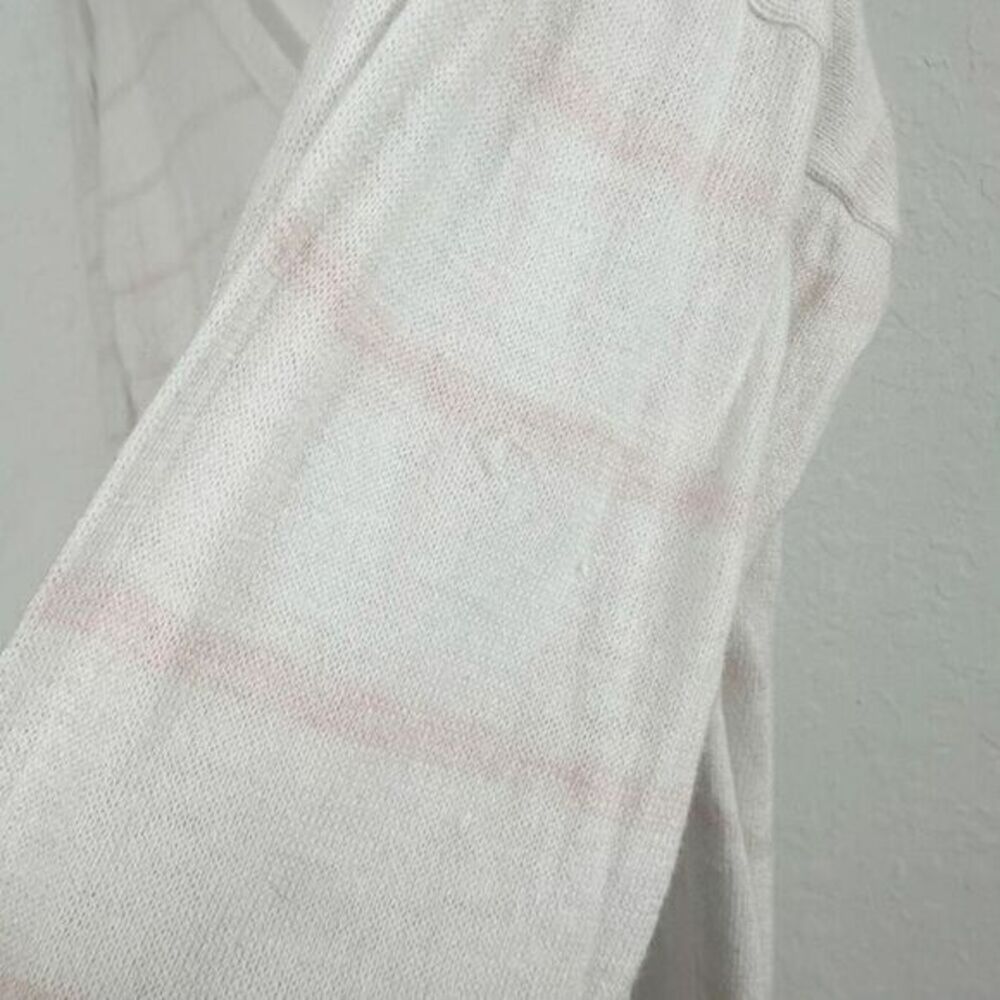 White + Warren Striped Print Silk V Neck Pullover Sweater White Pink Size Small‎ - Picture 8 of 10